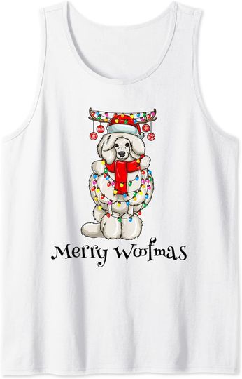 Discover Christmas Cute Poodle Dog Holiday Lights Merry Woofmas Tank Top
