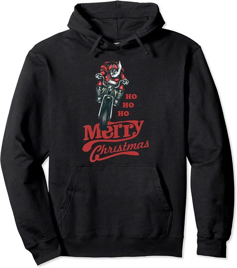 Discover Santa Claus Biker Motorcycle Christmas Ho Ho Ho Rider Pullover Hoodie