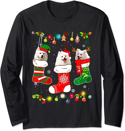 Discover American Eskimo Christmas Lights Xmas Dog Lover Long Sleeve