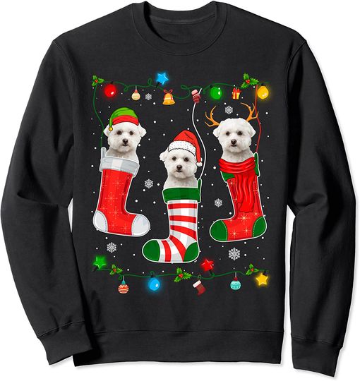 Discover Christmas Pajama Lights Maltese Dog Puppy Lover Sweatshirt