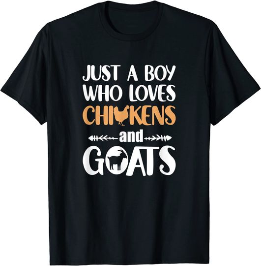 Discover Just A Boy Who Loves Chickens And Goats Design Farm Animal T-Shirt