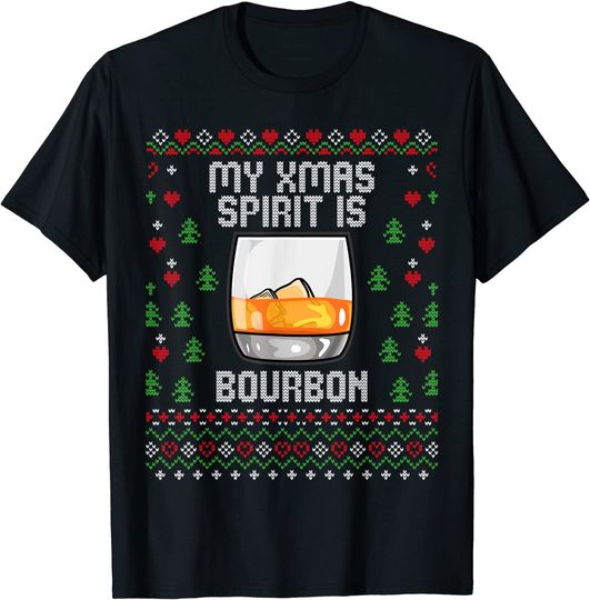 Discover My Xmas Spirit Is Bourbon Ugly Christmas Sweater T-Shirt