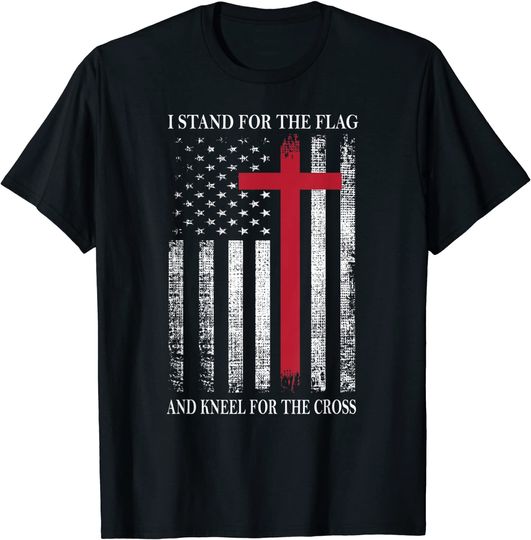 Discover I Stand for the Flag and Kneel for the Cross Shirt USA Flag T-Shirt