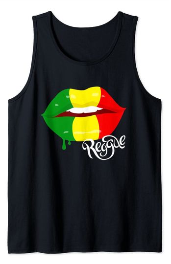 Discover Reggae Clothing for women, Rastafarian Flag Lips, Reggae Tank Top