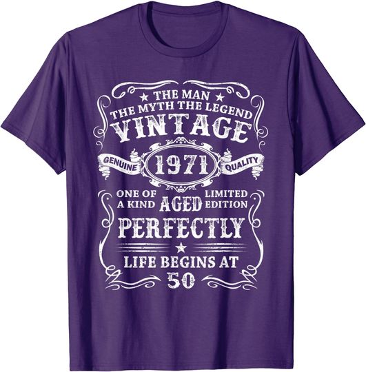 Discover Mens 50 Years Old Gift Vintage 1971 Man Myth Legend 50th Birthday T-Shirt