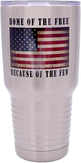 Discover Home of the Free Military Veteran 30 Oz. Travel Tumbler Mug Cup w/Lid Vacuum Insulated Hot or Cold Gift