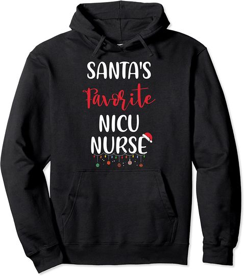 Discover Santa's Favorite Nicu Nurse Pajama Xmas Christmas Pullover Hoodie