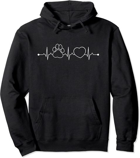 Discover Paw Print Heartbeat for Dog Lovers Pullover Hoodie
