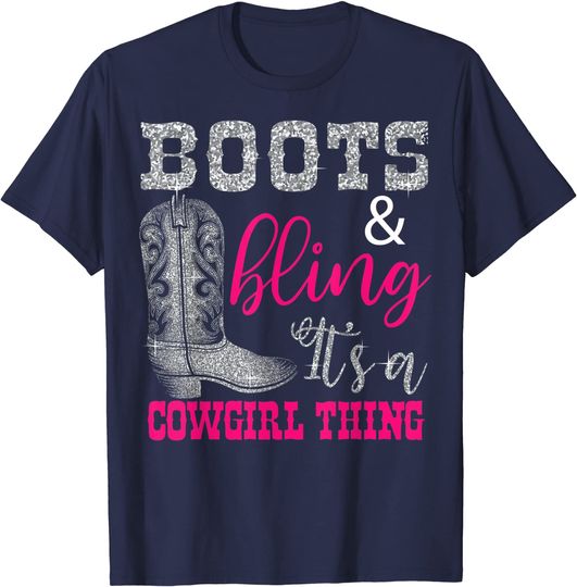 Discover Funny Cowgirl Boots Bling Women Gift Cute Love Country Life T-Shirt