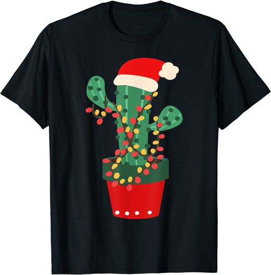 Discover Cactus Christmas Tree Lights Succulent Lover Plant Dad Mom T-Shirt