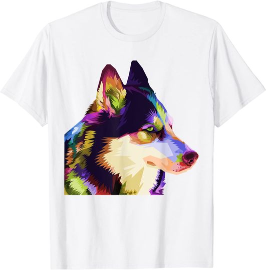 Discover Husky Colorful Pop Art Portrait For Dog Owners Chukcha Sibe T-Shirt