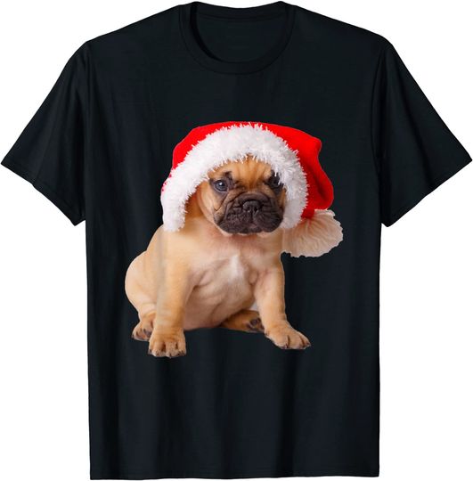 Discover French Bulldog Puppy Frenchie Santa Hat Christmas T-Shirt