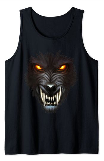 Discover Scary Wolf Werewolf Face Full Moon Scary Wolf Spooky Halloween Monster Tank Top