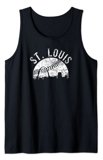 Discover Mens Vintage St Louis Skyline Womens STL Baseball Tank Top