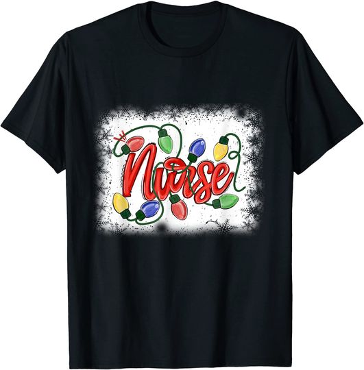 Discover Cute Christmas Nurse Health Care worker Xmas Lights T-Shirt