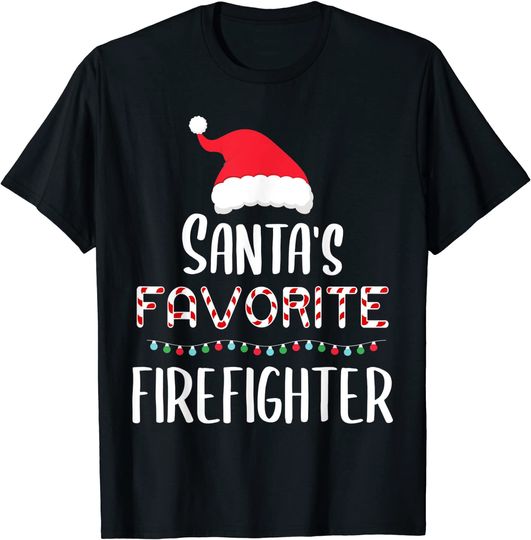 Discover Santas Favorite Firefighter Pajamas Xmas Firefighter Costume T-Shirt