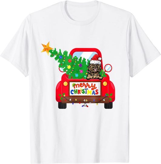 Discover Cairn Terrier Dog Riding Red Truck Christmas Holiday T-Shirt