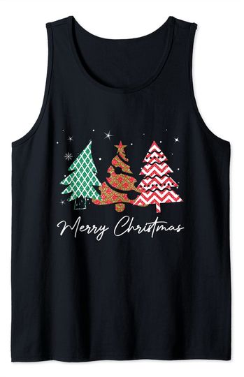 Discover Merry Christmas Xmas Pine Trees Christmas Pajama Tank Top