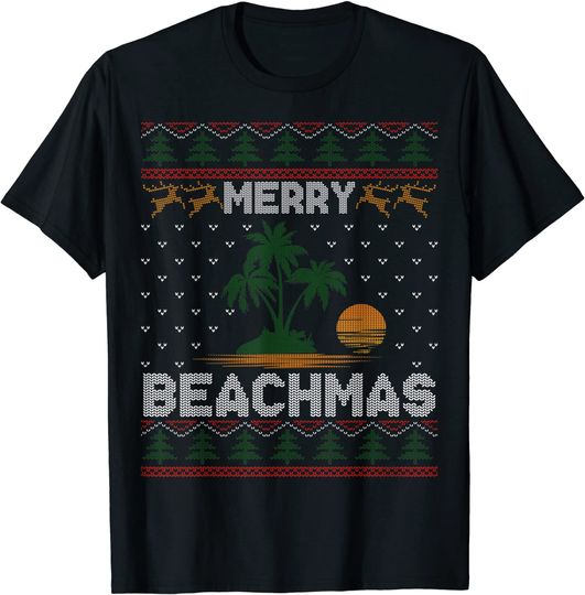 Discover Merry Beachmas Palm Tree Beach Christmas Ugly Sweater T-Shirt