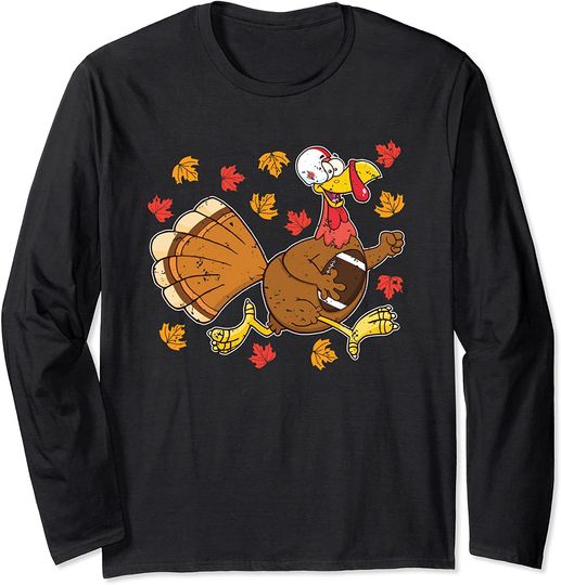 Discover Football Turkey Thanksgiving Autumn Pilgrims Turkey Long Sleeve
