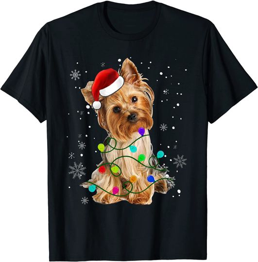 Discover Yorkshire Terrier Dog Light Christmas Matching Family T-Shirt
