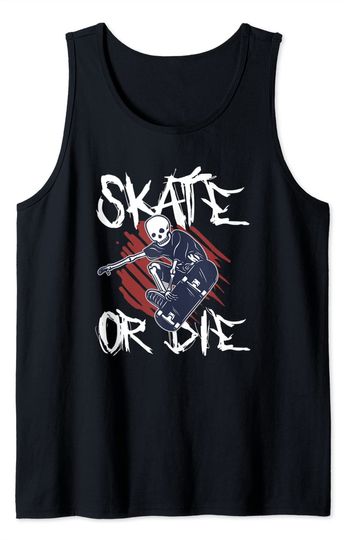 Discover Skeleton Skateboarding Tank Top Skate Or Die Skater Longboard Skeleton Halfpipe Skateboarder