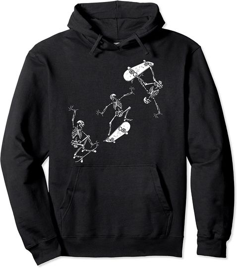 Discover Skeleton Skateboarding Hoodie Skater Boys Halloween Pullover