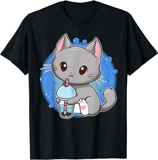 Discover Kawaii Japanese Anime Cat Bubble Tea - Neko Kitty T-Shirt
