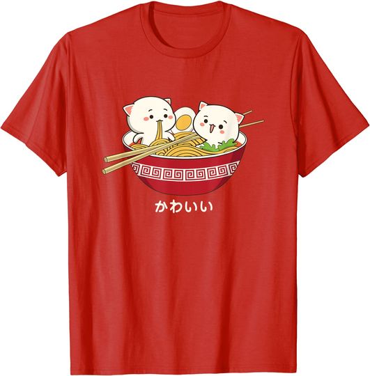 Discover Kawaii cat Japanese Tokyo anime cat ramen T Shirt T-Shirt