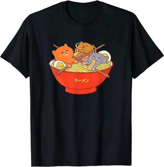 Discover Kawaii Anime Cat Shirt Japanese Ramen Noodles Gift TShirt T-Shirt