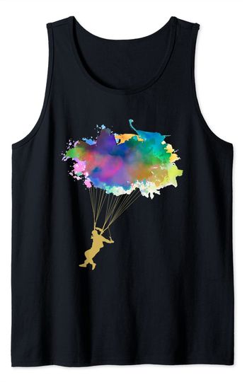 Discover Watercolor Splash Tank Top Skydiving Parachuting Skydiver Adventure