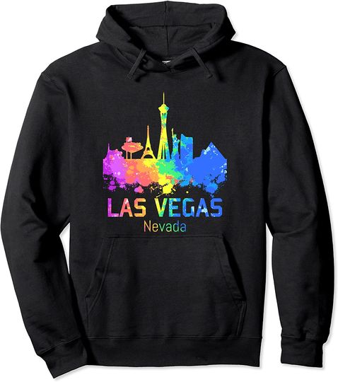 Discover Watercolor Splash Hoodie Las Vegas Watercolor Skyline Paint Splash Souvenir Negada Pullover
