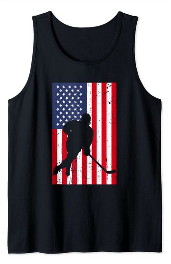 Discover American Flag With Ice Hockey Player USA Tank Top