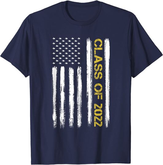 Discover Senior Class Of 2022 Patriotic American Flag Graduation Gift T-Shirt