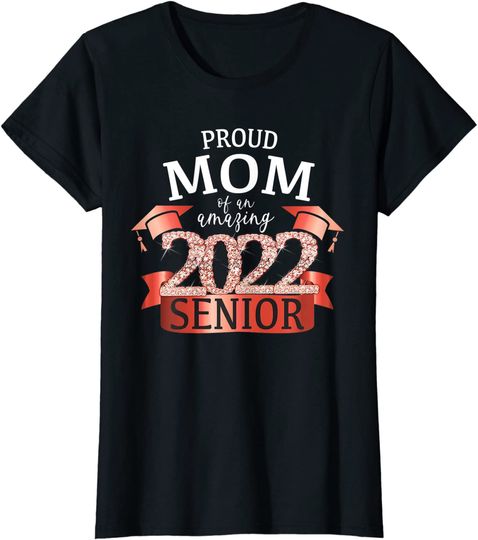 Discover Womens Proud Mom of a 2022 Senior I School Color Red Party Decor T-Shirt