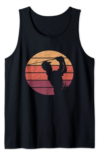Discover Golf Silhouette Tank Top  70s 80s Style Golfer Player