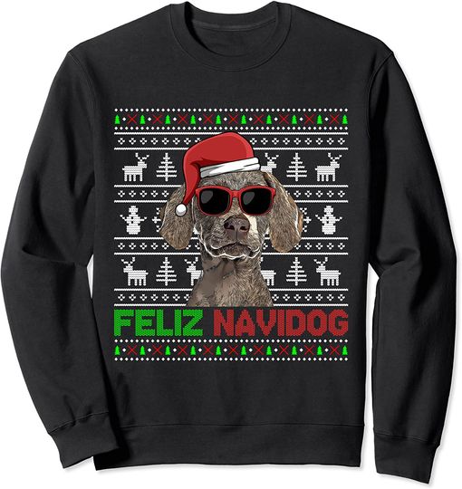 Discover Weimaraner Dog Feliz Navidog Funny Christmas Sweatshirt