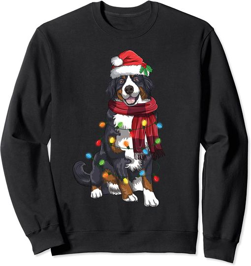 Discover Bernese Mountain Christmas Light Funny Dog Lover Xmas Gift Sweatshirt