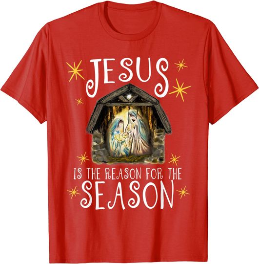 Discover Christmas Nativity Jesus Is The Reason For The Season Manger T-Shirt