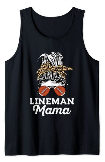 Discover Funny Offensive Meme Tank Top messy bun lineman mom leopard pattern Offensive Lineman