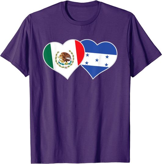 Discover Mexican Honduran Heart Love Mexico Honduras Flag T-Shirt