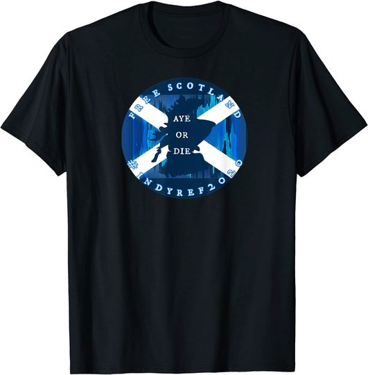 T-Shirt Camiseta Manga Curta Escócia Mapa e Bandeira Aye or Die Free