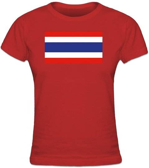 T-Shirt Camiseta Manga Curta Bandeiras Vermelhas Tailândia