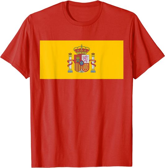 T-Shirt Camiseta Manga Curta Bandeiras Vermelhas Espanha Futebol Bandeira