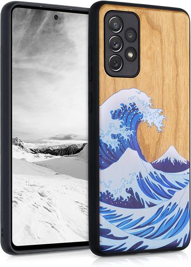 Capa de Telemóvel Samsung Design de Grão de Madeira A Grande Onda de Kanagawa