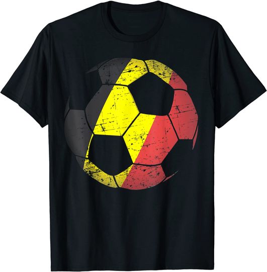 T-shirt Unissexo Bola de Futebol Estampada Bandeira da Bélgica