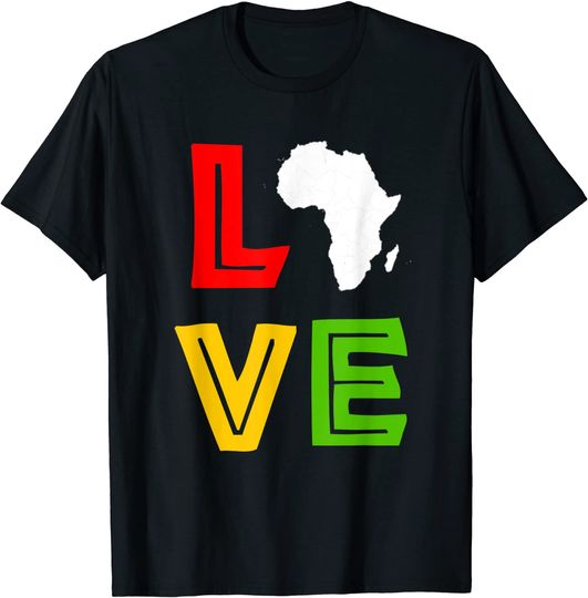 T-Shirt Camiseta Manga Curta  Mapa da África Amor Mês da História