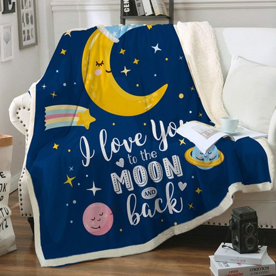Manta de Lã I Love You To The Moon And Back