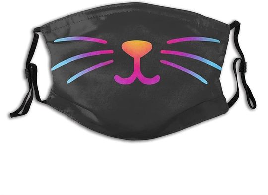 Rosto de Gato Colorido | Máscara com Filtro, Reutilizável, À Prova de Poeira