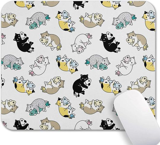 Mouse Pad Gatos Fofos Abraçando Peixes